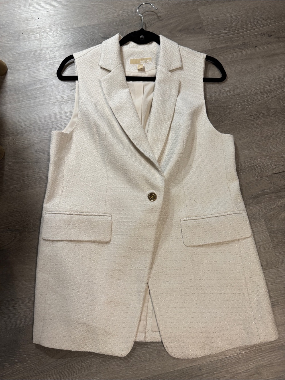 MICHAEL Michael Kors Ivory Sleeveless Blazer Vest